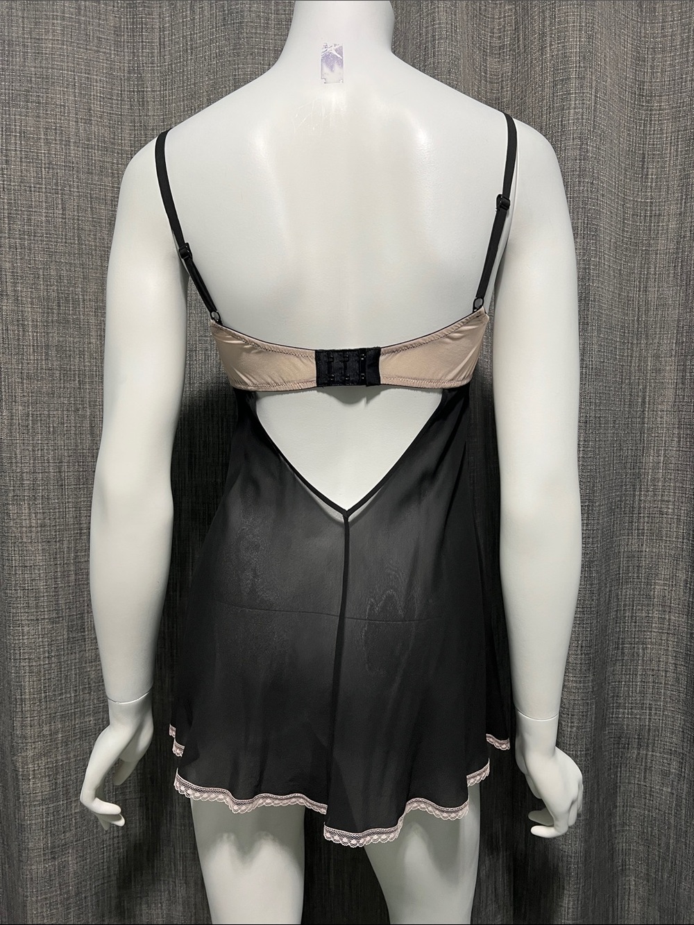 VINTAGE Y2K Victoria’s Secret 100% Silk Babydoll Chemise Black Pink XS - Picture 6 of 11